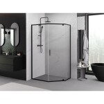 MEXEN - Exo sprchovací kút päťboký krídlový 100 x 90, transparent, čierna 812-100-090-70-00