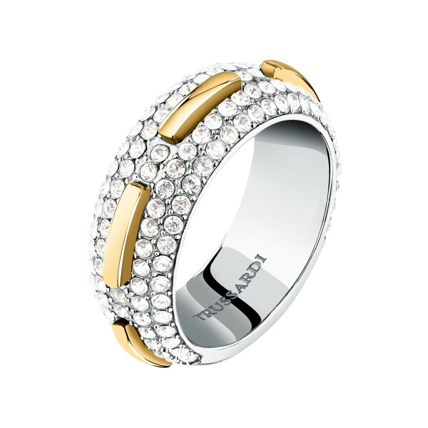 Trussardi Oslnivý bicolor prsteň z ocele Concept TJAYY12012 54 mm