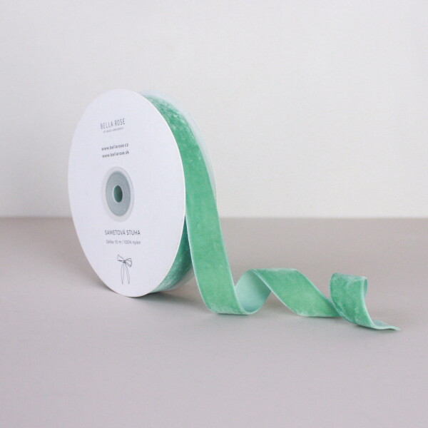 Bella Rose Zamatová stuha 2 cm – Dusty Mint (10 m)