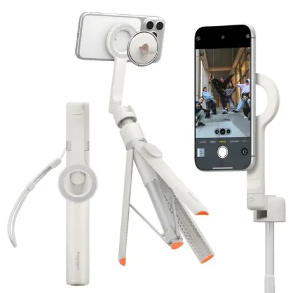 Spigen S582W béžová / Selfie tyč / MagFit+ / Bluetooth spúšť / 27,8-166,5 cm (AMP11373)