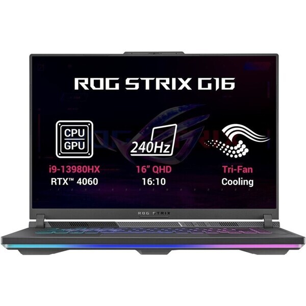 Asus ROG Strix G16 G614JI šedá / Intel i9-13980HX 2.2 GHz / 16 / 2560x1600 / 32GB / 1TB SSD / RTX 4070 8GB / W11H (G614JI-N4089W)