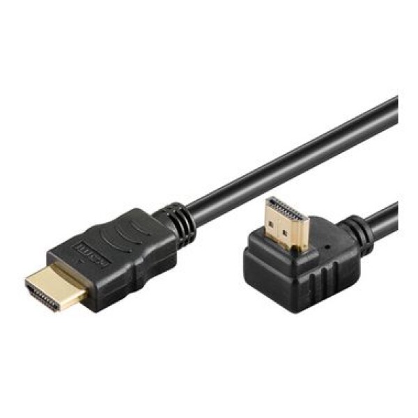 PremiumCord HDMI High Speed + Ethernet kábel, pozlátený zahnutý konektor 90 ° 10m (8592220011444)