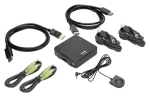 EATON B004-DP2UA2-K čierna / KVM prepínač / 2x DisplayPort / 4K 60Hz / USB Hub / Audio (B004-DP2UA2-K)