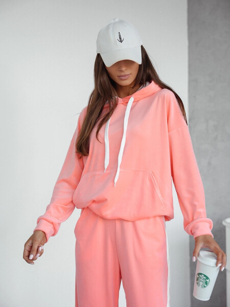 Dámska velúrová tepláková súprava v broskyňovej farbe s tienidlami (508) odstíny oranžové uni velikost