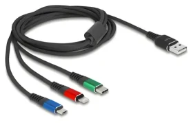 DeLock / Napájací kábel / USB-A - Micro-USB Lightning USB-C / 2m / farebný (90156)