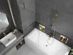 MEXEN/S - Cube obdĺžniková vaňa 180 x 80 cm s panelom + vaňová zástena 80, transparent, zlatá 550518080X9508000050