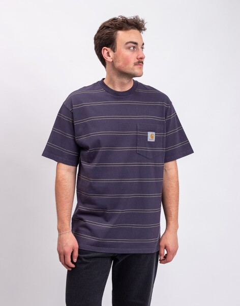 Carhartt WIP S/S Bert Pocket T-Shirt Bert Stripe, Shady Purple garment dyed S