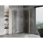 MEXEN/S - Mist-F Duo sprchovací kút skladacie dvere pravá 75 x 80, transparent, zlato 8A6-075L-080P-50-00