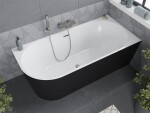 MEXEN/S - Mia voľne stojaca rohová vaňa pravá 180 x 80, biela/čierna, sifón a prepad nikel kartáčovaná 52691808075P-97