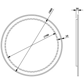 SAPHO - SHARON LED podsvietené zrkadlo Ø 80 cm, čierna mat 31255CI