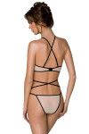 Dámsky sexy set Chika Ecru s čiernou - Passion L/XL ecru-černá