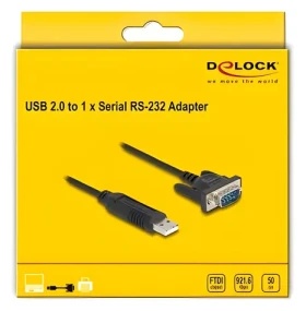 DeLock USB-A - RS-232 čierna / Redukcia / FTDI FT232R / 0,5 m (66461)