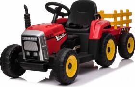 Joko elektrický traktor s vlečkou na drevo Blow penové kolesá kožené sedadlo led svetlá USB MP3 červená