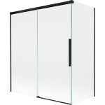 MEXEN/S - Rox vaňová zástena 2-krídlová posuvná 140 + 70 x 150, transparent, čierna 8C9-140-070-70-00