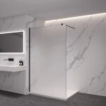 CERANO - Sprchová zástena Walk-in Onyx Round Ľ/P - 8 mm - okrúhla vzpera - čierna matná, mliečne sklo - 160x200 CER-8050BD286