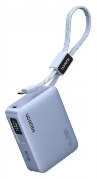 Ugreen PB584 sivá / Powerbanka / 10000 mAh / 33W rýchlonabíjanie / vstavaný USB-C kábel (75173B)