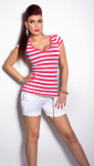 Sexy KouCla T-Shirt, striped with buttons