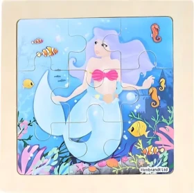 Drevené puzzle Morská víla Fialka 9 dielikov