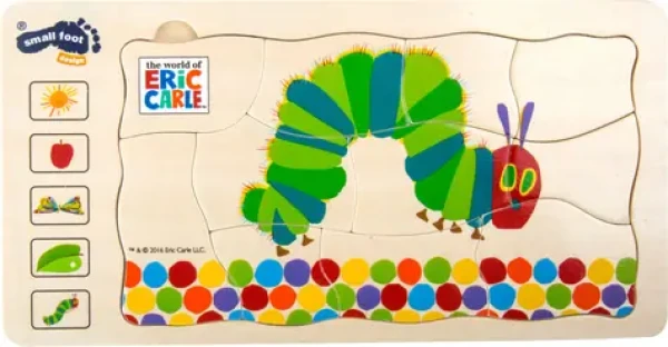 Small Foot Drevené vkladacie puzzle hladná húsenica