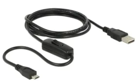 DeLock nabíjací kábel USB 2.0 Type-A samec USB 2.0 Micro-B samec s vypínačom pre Raspberry Pi 1.5 m (84803DE)