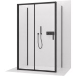 CERANO - Trojstenný sprchovací kút Varone LINE UL/P - 6 mm - čierna matná, transparentné sklo - 100x70x195 - posuvný CER-DY505B-90131