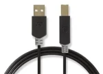 Nedis USB-A - USB-B kábel antracit (CCBP60100AT30) / Dátový kábel / USB 2.0 / 480 Mbps / pozlátené konektory / 3 m (CCBP60100AT30)