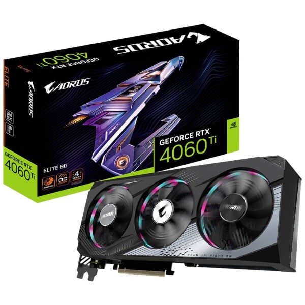 GIGABYTE AORUS RTX 4060 Tí ELITE 8GB / 2310 - 2655Mhz / 8GB GDDR6 / 128bit / 2x DP + 2x HDMI / 160W (GV-N406TAORUS E-8GD)