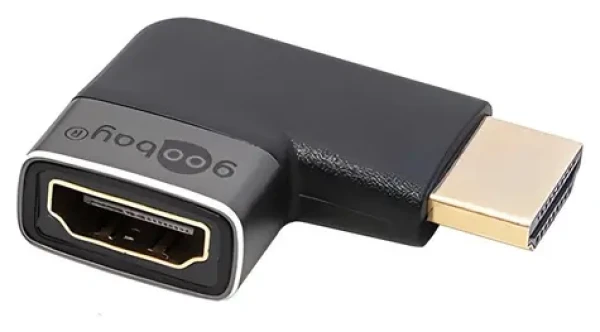 Goobay / Redukcia HDMI A(M)-HDMI A(F) / Lomená vpravo / 8K/60Hz / Pozlátené konektory (72012)