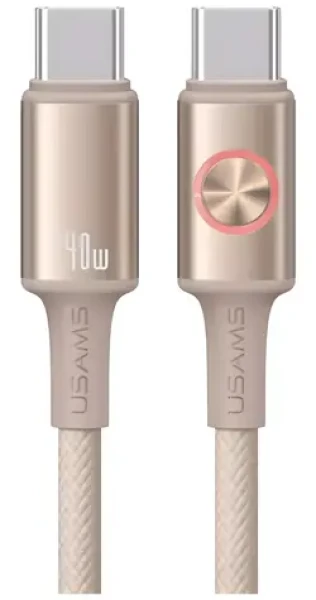 USAMS SJ751 Huan Series Titanium / Dátový kábel / USB-C - USB-C / PD 240W / 1,2 m / LED prstenec (SJ751USB02)