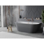 MEXEN/S - Oval Slim voľne stojaca vaňa nástenná 170 x 80, biela/sivá, sifón a prepad meď kartáčovaná 52661708062-65