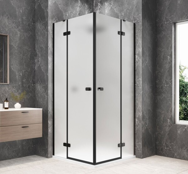POLYSAN - GLOBE BLACK štvorcová sprchová zástena 900x900, rohový vstup, matné sklo GB5990MB