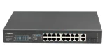 Lanberg Switch rack 19" PoE+ / Prepínač / 16x 10/100 Mbps / 16x PoE+ / 2x SFP / 250W / Unmanaged (RSFE-16P-2C-250)