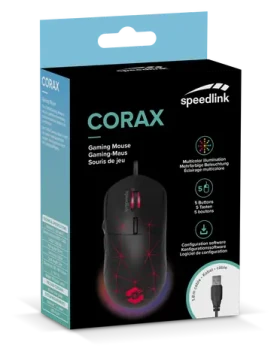 Speed Link SL-680003-BK CORAX Gaming Mouse čierna / Herná myš / drôtová / 3200 dpi / 5 tlačidiel / RGB podsvietenie
