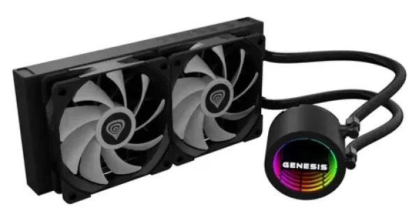 Genesis HYDRIA 240 ARGB čierna / Komplet vodného chladenia CPU / 2x 120 mm / max 1500 RPM / 80 CFM (NLG-2319)