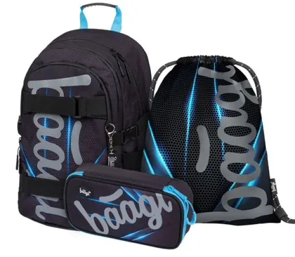BAAGL SET 3 - Školský set Skate Bluelight / batoh / peračník / sáčok (A-30537)