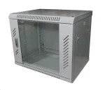 Lexi-net 19" nástenný rozvádzač 9U 600x450 sivý / Nástenný rozvádzač / nosnosť 60 kg / sklenené dvere / rozložený (LN9U-60/45)