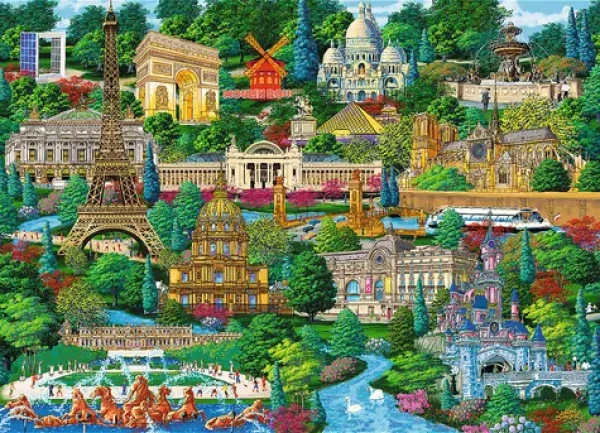 Trefl Drevené puzzle Slávne francúzske miesta