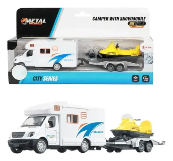 TEDDIES Obytné auto so snežným skútrom biela