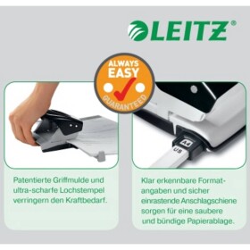 Leitz 51380095 spisová dierovač New NeXXt čierna Max. formát nastavenia: DIN A4 40 listov (80 g / m²); 51380095