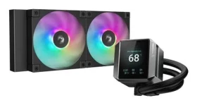 DEEPCOOL MYSTIQUE 240 ARGB čierna / AIO vodný chladič CPU / 2x 120 mm / LCD displej / 2400 RPM / AMD + Intel (R-LX550-BKADSNC-G-1)