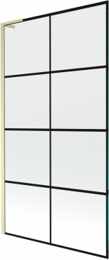 MEXEN/S - Next L vaňová zástena FIX 100 x 150, čierna vzor, zlatá kartáčovaná 895-100-000-03-77-55