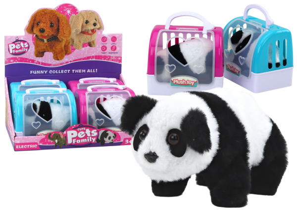 Mamido Interaktívna plyšová panda v prepravke ružová modrá