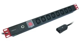 Techly 109559 čierna / Napájací panel / 19" 1U / 8x C13 / C14 / 2500 W / 2 m kábel (109559)