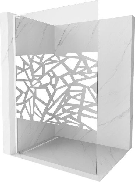 MEXEN/S - Kioto L Sprchová zástena WALK-IN 120 x 200, biely vzor, biela 800-120-103-20-85