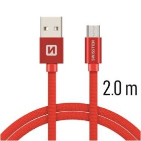 SWISSTEN TEXTILE dátový kábel USB - microUSB 2m červená (71522306)