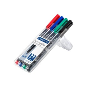 Staedtler Lumocolor permanent M DRY SAFE 317 WP4 permanentný popisovač červená, modrá, zelená, čierna Vodotesné: áno; 317 WP4