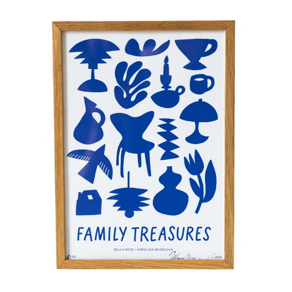 Bella Rose Signovaný umělecký tisk Family Treasures Blue 30 × 40 cm