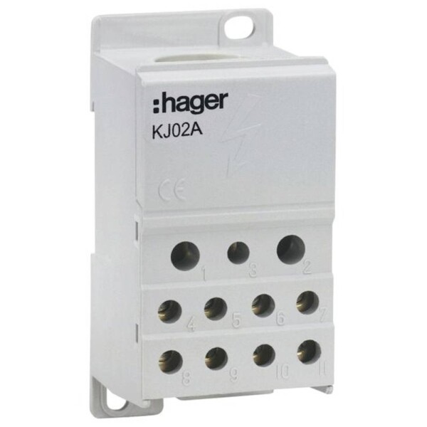 Hager KJ02A blok rozvádzača 45 mm skrutkovací sivá 1 ks Piece; KJ02A