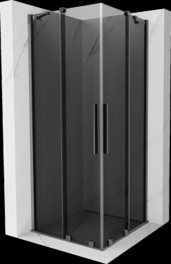MEXEN/S - Velar Duo sprchovací kút, posuvné dvere 80 x 80, grafit, grafit metal 871-080-080-42-95
