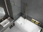 MEXEN/S - Vega obdĺžniková vaňa 180 x 80 cm s panelom + vaňová zástena 90, transparent, zlatá 550118080X9509000050